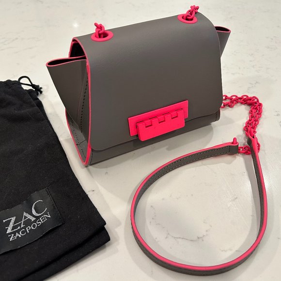 ZAC Zac Posen Handbags - ZAC Zac Posen Mini Eartha Bag Hot Pink and Grey